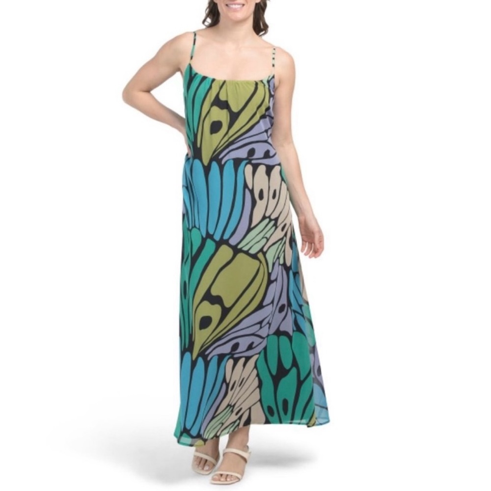 NWT! Sz M Sam Edelman butterfly trapeze chiffon Maxi Sundress